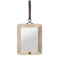 PTMD Morris Natural Mango Wood Mirror With Leather S
